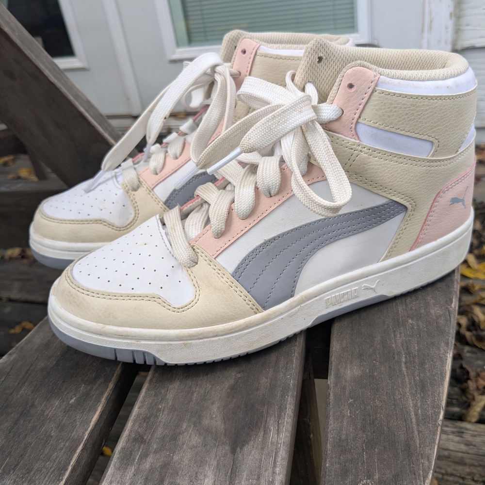 Puma Rebound Layup High-Top Sneaker - Women's, Pink Tan And Grey